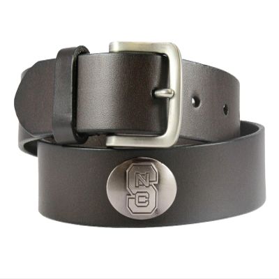 ZEP-PRO NCAA North Carolina State Wolfpack Leather Concho Belt, Brown, 42-inches