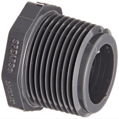 Spears 439-G Series PVC Pipe Fitting, Bushing, Schedule 40, Gray, 3/4" NPT Male x 1/2" NPT Female