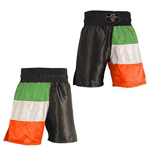Playwell Boxing Competition 100% Satin Training Shorts - Ireland Flag Series - Small