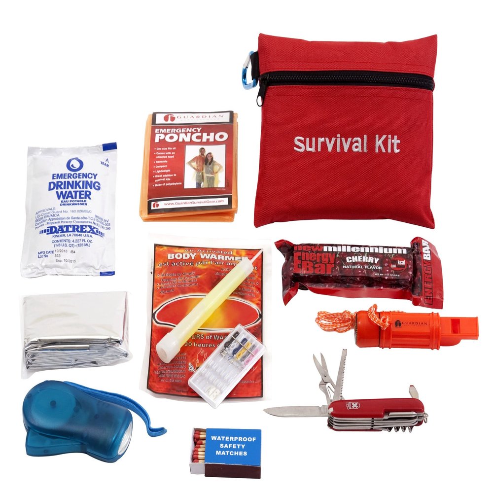 Guardian Survival Mini Compact Travel Size Bag Emergency Kit, 1 Adult