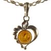 BALTIC AMBER AND STERLING SILVER 925 DESIGNER COGNAC HEART PENDANT JEWELLERY JEWELRY (NO CHAIN) view 1