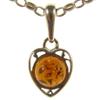 BALTIC AMBER AND STERLING SILVER 925 DESIGNER COGNAC HEART PENDANT JEWELLERY JEWELRY (NO CHAIN) view 1