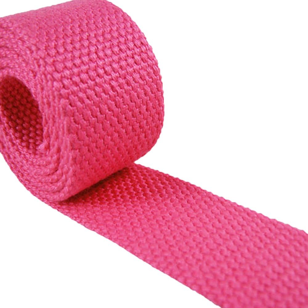 1 Yard Cotton Webbing - 1 1/4" Medium Heavy Weight - Hot Pink