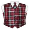 Vesuvio Napoli Men's Plaid Design Dress Vest & NeckTie Black Burgundy White Neck Tie Set sz 2XL view 1