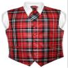 Vesuvio Napoli Men's Plaid Design Dress Vest & NeckTie Black Red White Neck Tie Set Med view 1