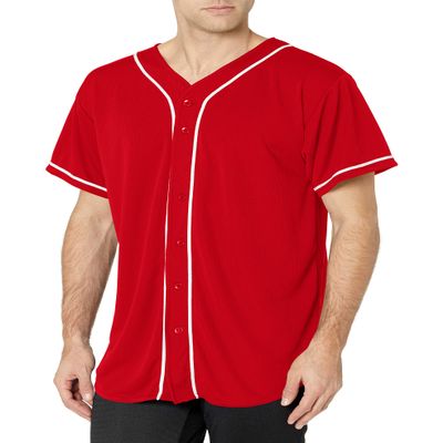 Augusta Sportswear Augusta Wicking Mesh Button Front Jersey with Braid Trim, Red/White, Medium