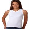 2624 LA T Girls V-Neck Racer Back Tank (White) (S) view 1