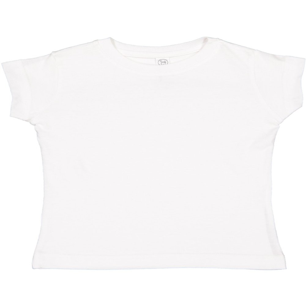 RABBIT SKINS Toddler Girls' 100% Cotton Jersey Short Sleeve Tee, White, 2T