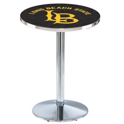 Holland Bar Stool Co. L214-42" Chrome Long Beach State University Pub Table with 36" Dia. top