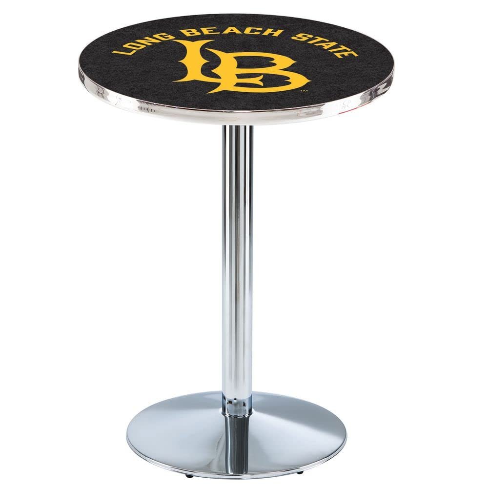 Holland Bar Stool Co. L214-42" Chrome Long Beach State University Pub Table with 36" Dia. top