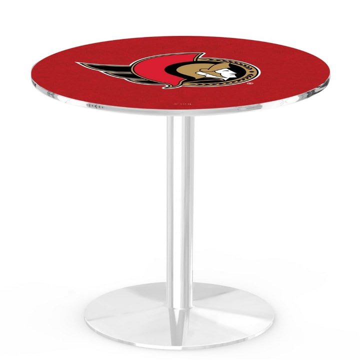 Ottawa Senators Officially Licensed L214 Chrome, 36" Tall Pub Table - NHL - 28" Top