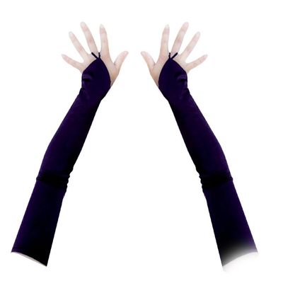 SACASUSA (TM 19 inch Long Fingerless Satin Gloves in Dark Purple