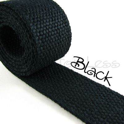 1 Yard Cotton Webbing - 1 1/4" Medium Heavy Weight - Black