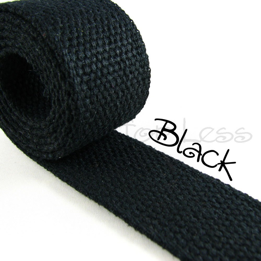 1 Yard Cotton Webbing - 1 1/4" Medium Heavy Weight - Black