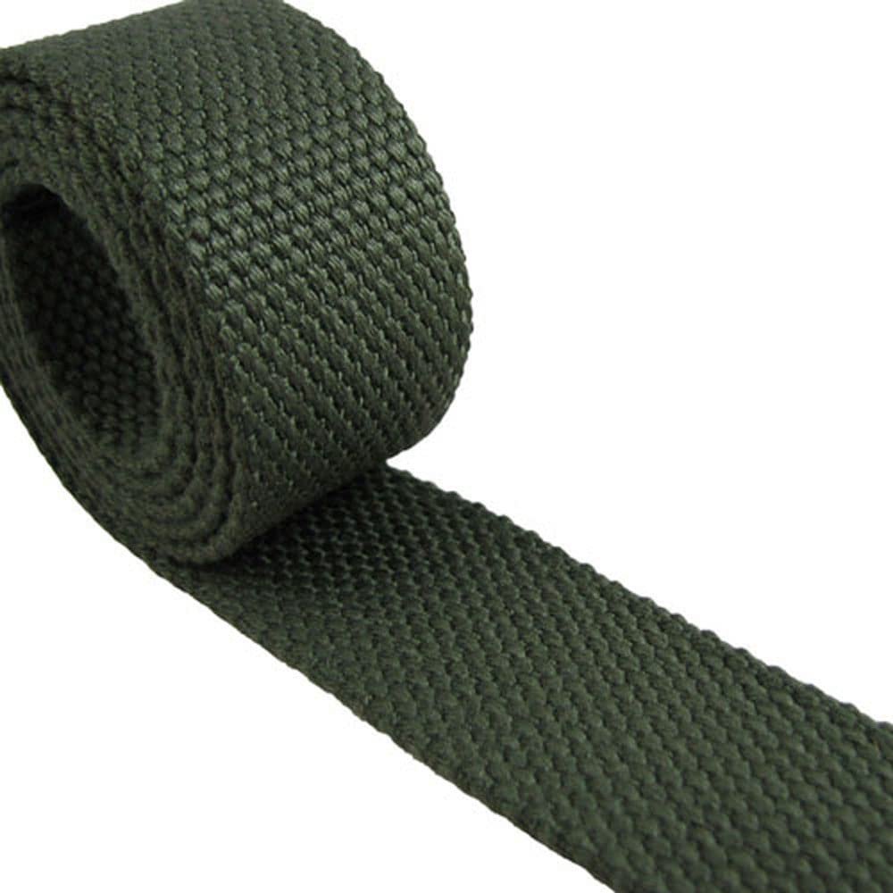 1 Yard Cotton Webbing - 1 1/4" Medium Heavy Weight - Olive