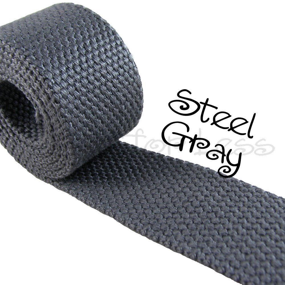 1 Yard Cotton Webbing - 1 1/4" Medium Heavy Weight - Steel Gray