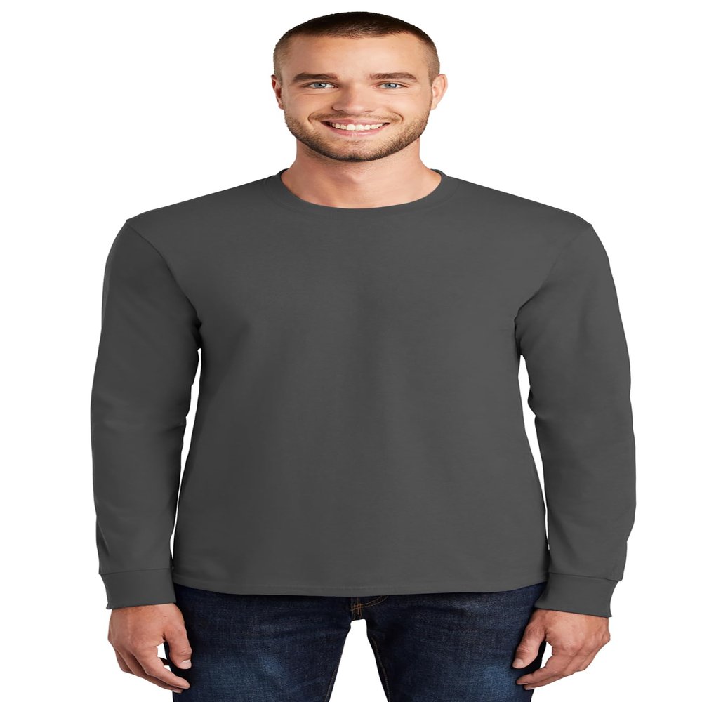 Port & Company Long Sleeve Essential Tee - PC61LS-4XL-Charcoal