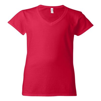 64V00L Gildan Junior Fit Softstyle V-Neck T-Shirt - Cherry Red - X-Large