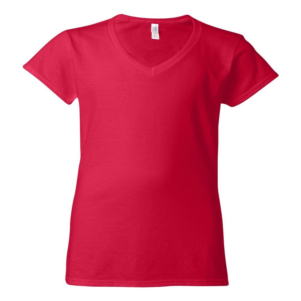 64V00L Gildan Junior Fit Softstyle V-Neck T-Shirt - Cherry Red - X-Large