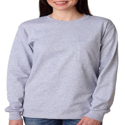 Gildan Men's Ultra Cotton Long Sleeves Pocket T-Shirt_Sport Grey_M