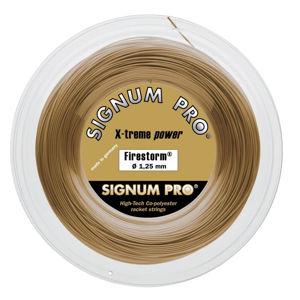 Signum Pro Tennis String - Firestorm - 1.30mm Gold Metallic - 200m (660ft) Reel