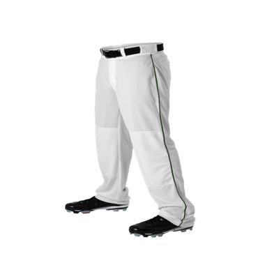 Alleson Athletic Boys Youth Baseball Pants with Braid, White/Dark Green, X-Large