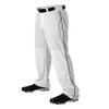 Alleson Adult Relaxed Fit Open Bottom Baseball Pants W/Braid - White/Dark Green - 2X-Large view 1