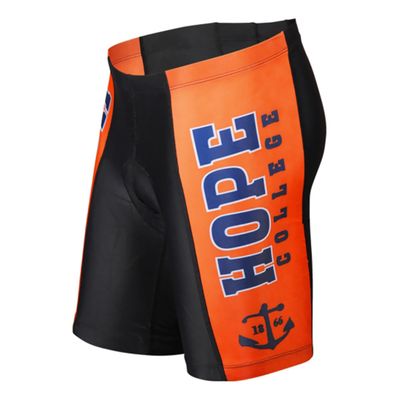 Adrenaline Promotions NCAA Hope College Men's Cycling Shorts, Black/Orange, Large