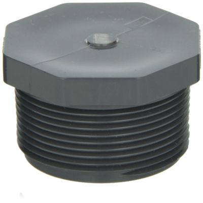GF Piping Systems PVC Pipe Fitting, Plug, Schedule 80, Gray, 1" NPT Male
