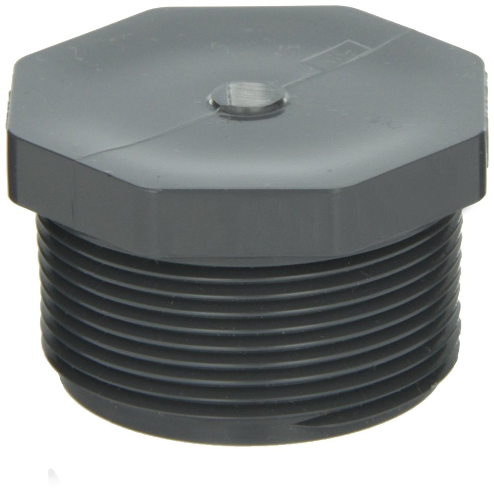 GF Piping Systems PVC Pipe Fitting, Plug, Schedule 80, Gray, 1" NPT Male