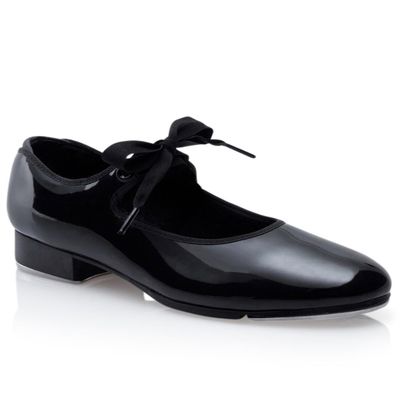 Capezio Girl's Jr. Tyette Tap Shoe Dance, Black Patenlite, 1.5 Wide US Little Kid
