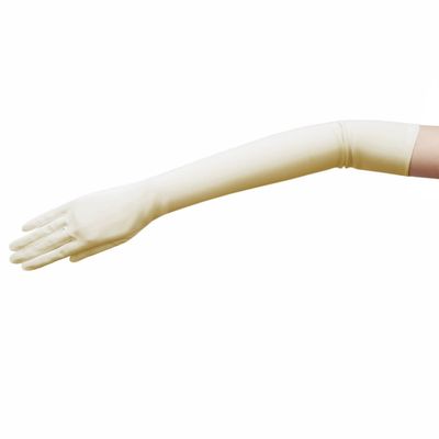 ZaZa Bridal 19.5" Long Stretch Dull Matte Satin Gloves No Shine, Elegant Look-Ivory