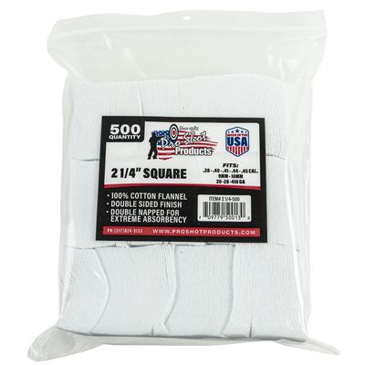 Gun Cleaning Patches - 500 Count - 2 1/4 Inch - Square