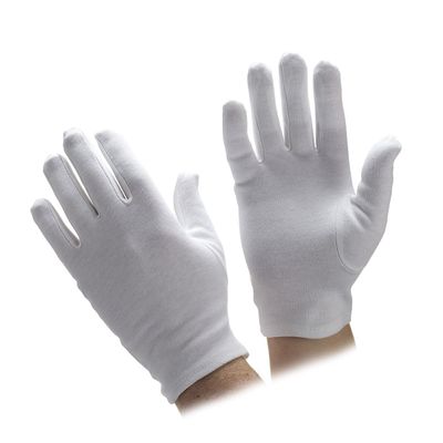 White and Black Cotton Parade Gloves -Sold by Pair (X-Small, White)