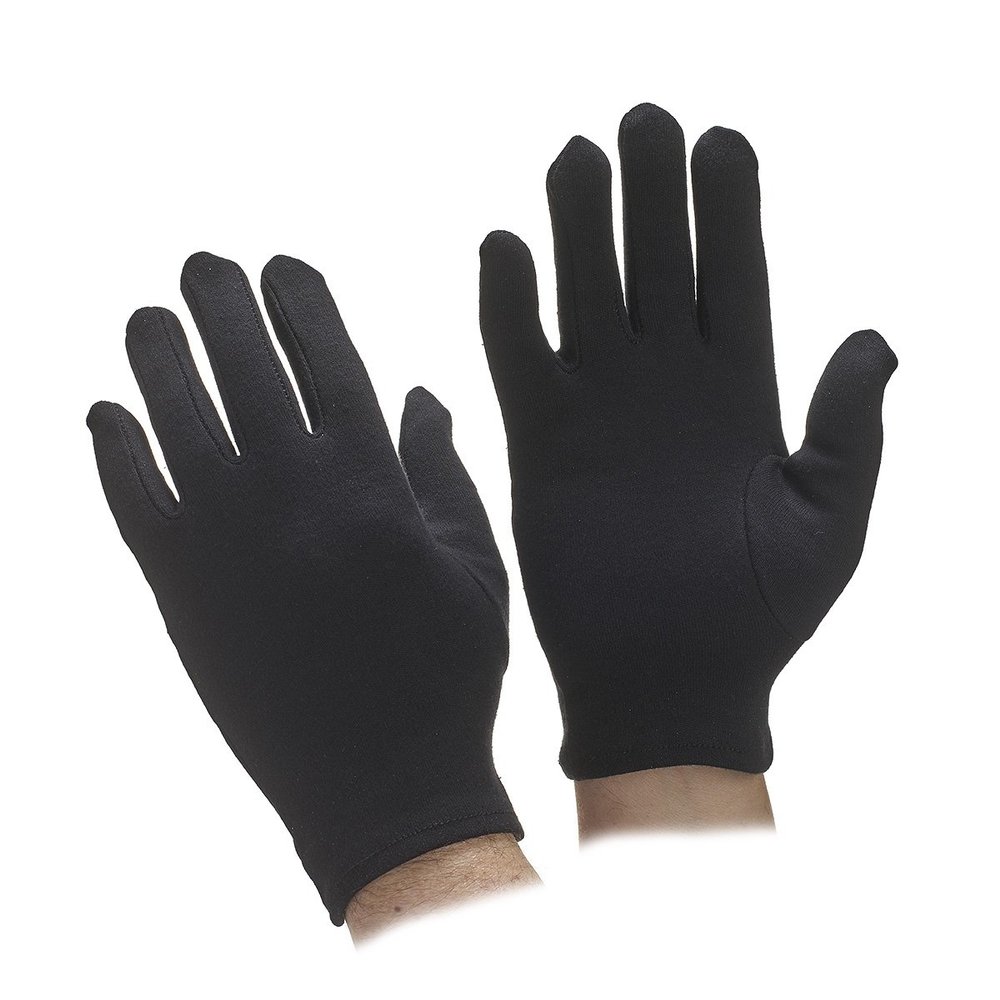 White and Black Cotton Parade Gloves - Sold by Pair (X-Large, Black)