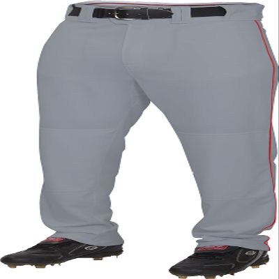 Rawlings | PRO 150 Series Baseball Pants | Youth Medium | Piped | Grey / Scarlet | Relaxed Fit