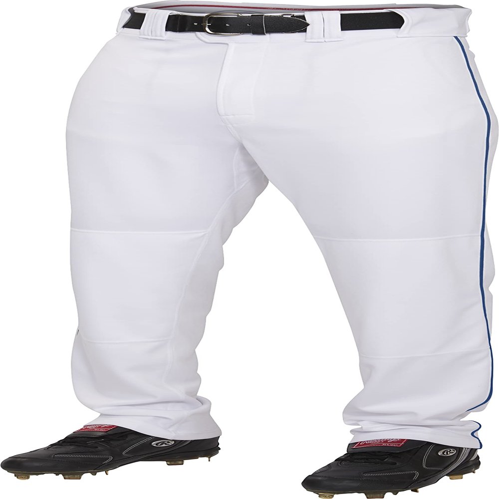 Rawlings | PRO 150 Series Baseball Pants | Youth Small | Piped | White / Navy | Relaxed Fit