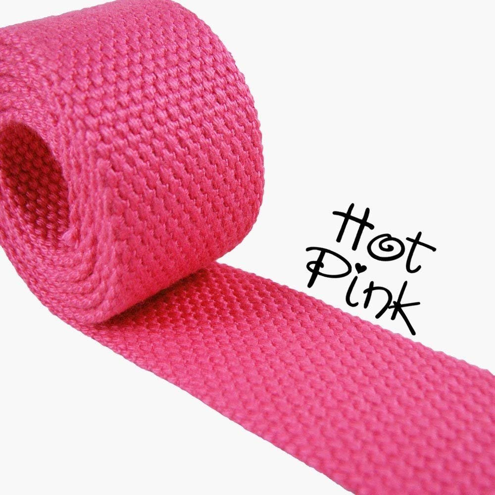 1 Yard Cotton Webbing - 1 1/4" Medium Heavy Weight - Hot Pink