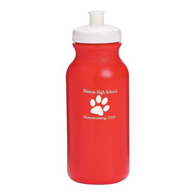 Fun Express Opaque Red Paw Print Personalized Plastic Water Bottles - 50 Ct. - Party Supplies - 50 Pieces