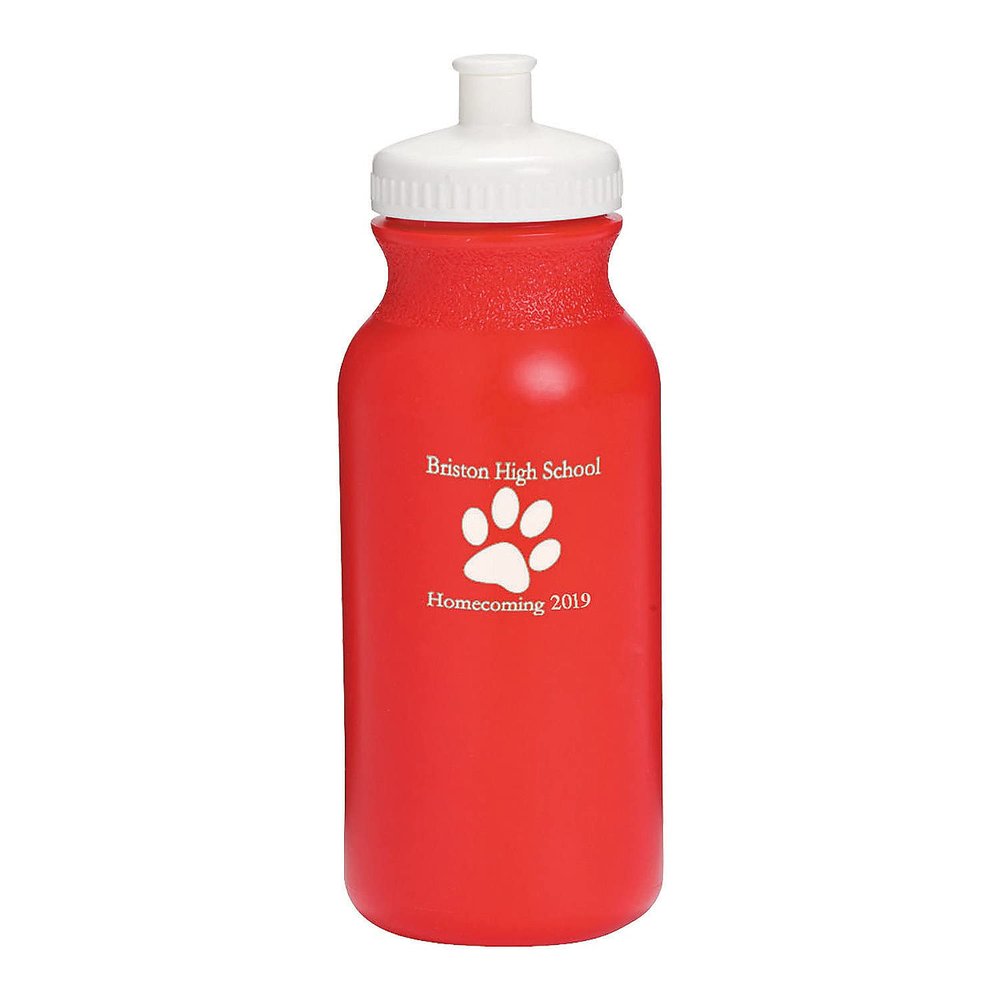 Fun Express Opaque Red Paw Print Personalized Plastic Water Bottles - 50 Ct. - Party Supplies - 50 Pieces