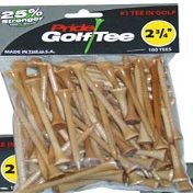 Pride Golf Tee Birch 2 3/4" Tees 6x100 Ct Bags Natural