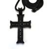 NYFASHION101 Iced Out Slim Cross Pendant with 4mm 36" Franco Chain Necklace, Jet Black view 1