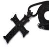 NYFASHION101 Iced Out Slim Cross Pendant with 4mm 36" Franco Chain Necklace, Jet Black view 2