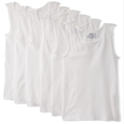 Fruit of the Loom Men's 6 Pack A-Shirt, White, Large