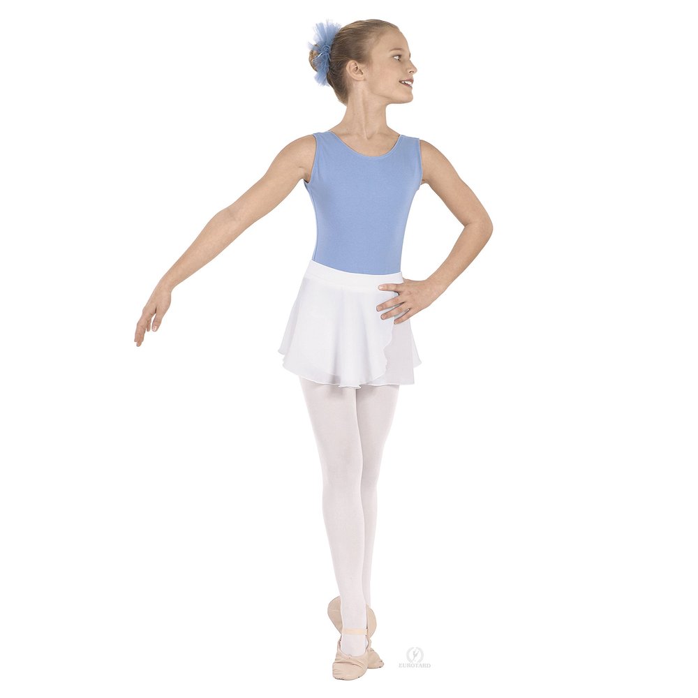 EUROTARD Girls Mock Wrap Skirt (White, Medium) - 10127