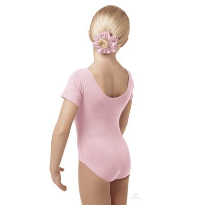 EUROTARD 1043 Girls Short Sleeve Leotard with Cotton (Pink, Intermediate)