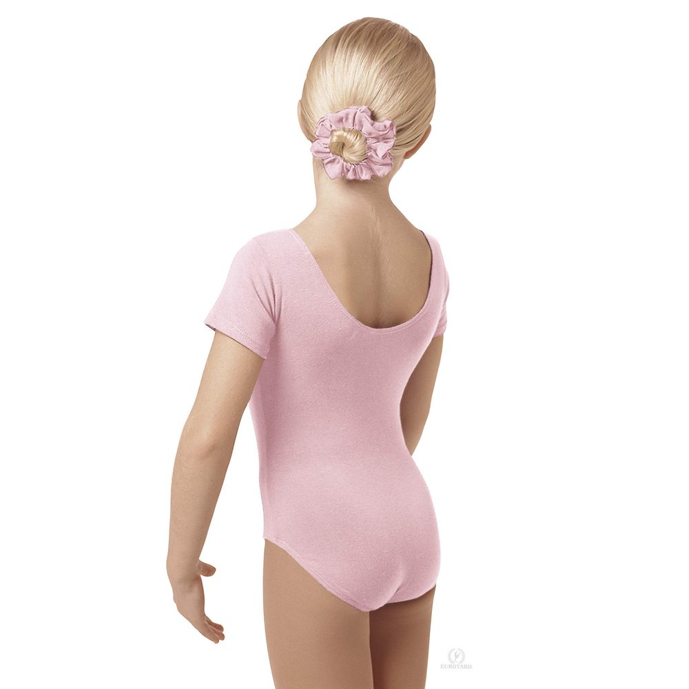 EUROTARD 1043 Girls Short Sleeve Leotard with Cotton (Pink, Intermediate)