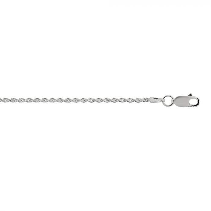JewelStop Sterling Silver Rhodium Plated 1.4mm Diamond-Cut Rope Chain Necklace, Lobster Claw - 18 Inches, 3.4gr
