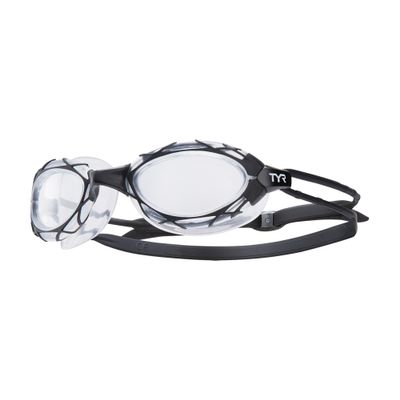 TYR Nest Pro Performance Swim Goggles - Adult Swimming Goggles for Men and Women - Anti-Fog, UVA/UVB Protection, Unibody Construction - Black/Clear