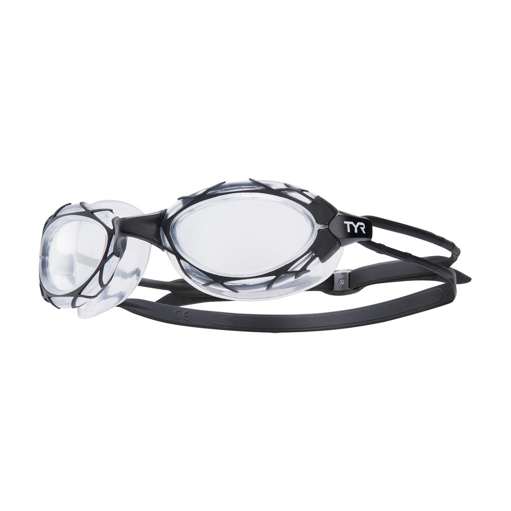 TYR Nest Pro Performance Swim Goggles - Adult Swimming Goggles for Men and Women - Anti-Fog, UVA/UVB Protection, Unibody Construction - Black/Clear